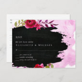 LeahG Budget Pink Rose Black Modern Wedding Postkarte (Vorne/Hinten)