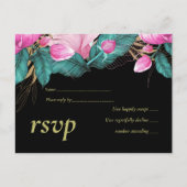 LeahG Budget Pink Roses Pflaume Moderne Hochzeitss Einladungspostkarte (Vorderseite)