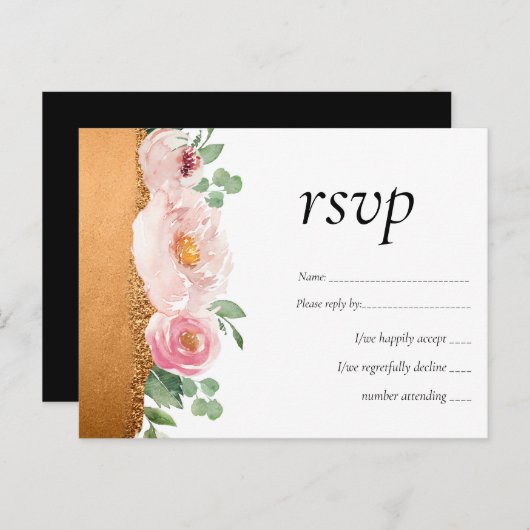 LeahG Budget Rose Glamour Girly Wedding Einladungspostkarte (Vorne/Hinten)