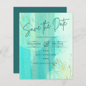 LeahG BUDGET Save the Date Aquamarin Gold Watercol (Vorne/Hinten)
