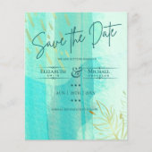 LeahG BUDGET Save the Date Aquamarin Gold Watercol (Vorderseite)