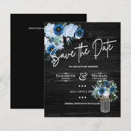 LeahG BUDGET Save the Date Black Blue Floral