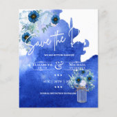 LeahG BUDGET Save the Date Blue Floral (Vorderseite)