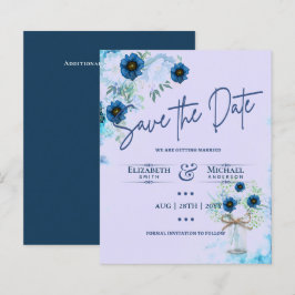LeahG BUDGET Save the Date Blue Lilac Florals