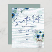 LeahG BUDGET Save the Date Blue Sage Floral (Vorne/Hinten)