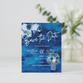 LeahG BUDGET Save the Date Blue Sage Floral (Stehend Vorderseite)