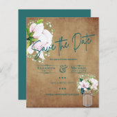 LeahG BUDGET Save the Date Rustikale Magnolien (Vorne/Hinten)