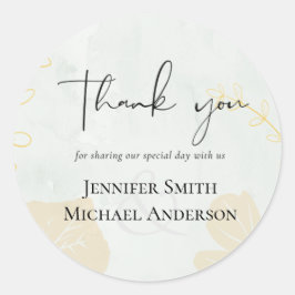 LeahG Budget Wedding Gold Gray Fall Leaves Runder Aufkleber