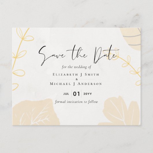 LeahG Budget Wedding Gold Gray Herbstlaube Postkarte (Vorderseite)