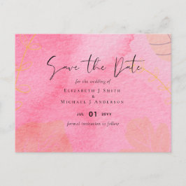 LeahG Budget Wedding Pink Peach Wassercolor Abstra Postkarte