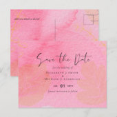 LeahG Budget Wedding Pink Peach Wassercolor Abstra Postkarte (Vorne/Hinten)