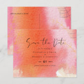 LeahG Budget Wedding Red Orange Watercolor Blätter Postkarte (Vorne/Hinten)