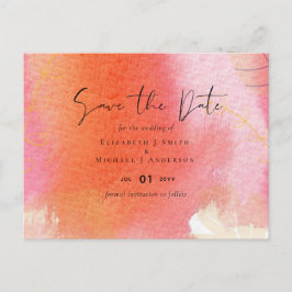 LeahG Budget Wedding Red Orange Watercolor Blätter Postkarte