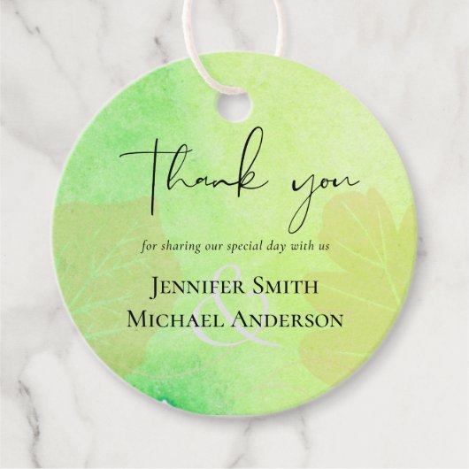 LeahG Budget Wedding Watercolor Aquamarin Green Bl Geschenkanhänger (Vorderseite)