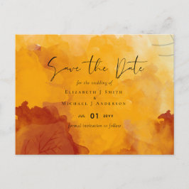 LeahG Budget Wedding Watercolor Sunset Herbstlaube Postkarte