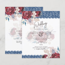 LeahG Burgundy Blue Rose Lace Hochzeit im Herbst E