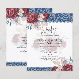 LeahG Burgundy Blue Rose Lace Hochzeit im Herbst E