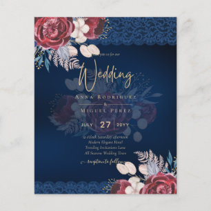 LeahG Burgundy Blue Rose Lace Hochzeit im Herbst E