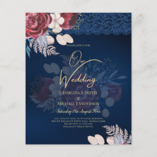 LeahG Burgundy Blue Rose Lace Hochzeit im Herbst E