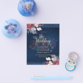 LeahG Burgundy Blue Rose Lace Hochzeit im Herbst E Flyer (Einzeln)