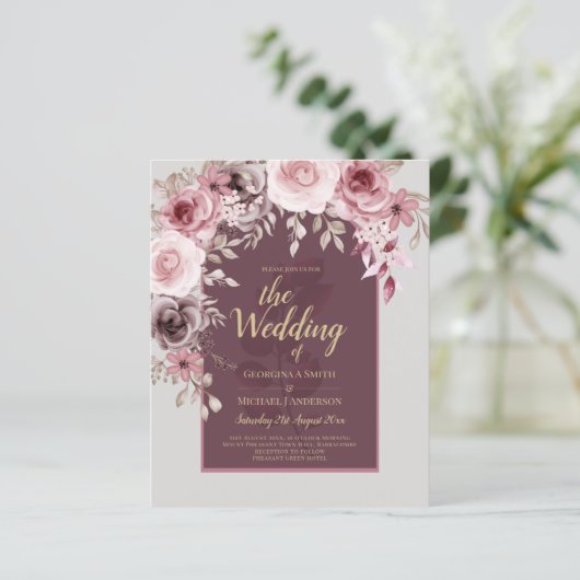 LeahG Burgundy Blush Roses Hochzeit im Herbst Inv. (Stehend Vorderseite)