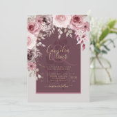 LeahG Burgundy Blush Roses Hochzeit im Herbst Inv. Einladung (Stehend Vorderseite)