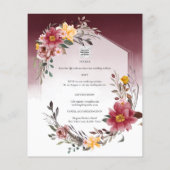 LeahG Burgundy Yellow Floral Wedding Einladung (Rückseite)