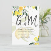 LeahG Citrus Lemons Budget Hochzeit Einladung Gelb (Stehend Vorderseite)