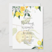 LeahG Citrus Yellow Lemons Wedding Invites Einladung (Vorderseite)