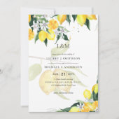 LeahG Citrus Yellow Lemons Wedding Invites Einladung (Vorderseite)