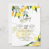 LeahG Citrus Yellow Lemons Wedding Invites Einladung (Vorderseite)