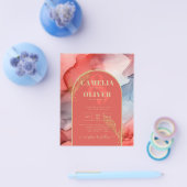 LeahG Coral Navy Blue Gold INK Wedding INVITE Flyer (Einzeln)