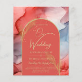 LeahG Coral Navy Blue Gold INK Wedding INVITE Flyer (Vorne)