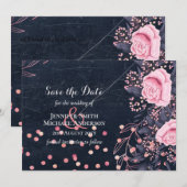 LeahG Denim Blue Rosegold Pink Floral Wedding (Vorne/Hinten)