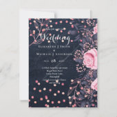 LeahG Denim Blue Rosegold Pink Floral Wedding (Vorderseite)