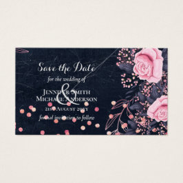 LeahG Denim Blue Rosegold Pink Floral Wedding