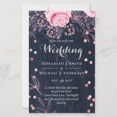 LeahG Denim Blue Rosegold Pink Floral Wedding (Vorderseite)