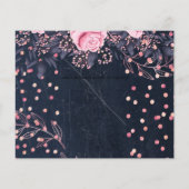 LeahG Denim Blue Rosegold Pink Floral Wedding Flyer (Hinten)