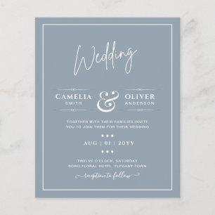 LeahG Dusty Blue Monochrome Hochzeitseinladung Flyer