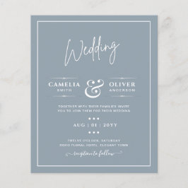 LeahG Dusty Blue Monochrome Wedding Einladung Flyer