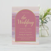 LeahG Dusty Rose Lavender Gold Wedding Einladung (Stehend Vorderseite)