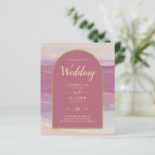 LeahG Dusty Rose Lavender Gold Wedding Einladung (Stehend Vorderseite)