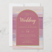 LeahG Dusty Rose Lavender Gold Wedding Einladung (Vorderseite)