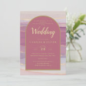 LeahG Dusty Rose Lavender Gold Wedding Einladung (Stehend Vorderseite)