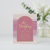 LeahG Dusty Rose Lavender Gold Wedding Einladung (Stehend Vorderseite)