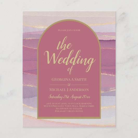 LeahG Dusty Rose Lavender Gold Wedding Einladung (Vorderseite)