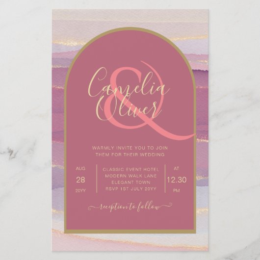LeahG Dusty Rose Lavender Gold Wedding Einladung Flyer (Vorne)