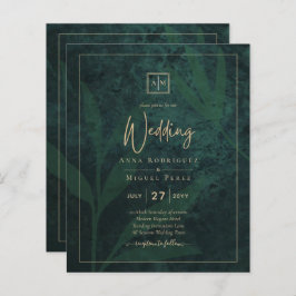 LeahG Emerald Forest Green Gold Wedding Einladung