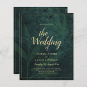 LeahG Emerald Forest Green Gold Wedding Einladung (Vorne/Hinten)