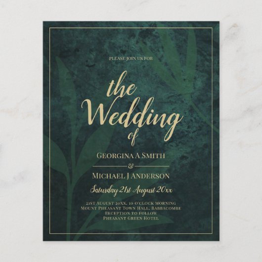 LeahG Emerald Forest Green Gold Wedding Einladung (Vorderseite)